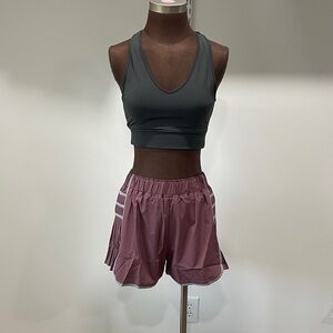 Zena Racer Sport Bra & Dusty Mauve Athletic Shorts
